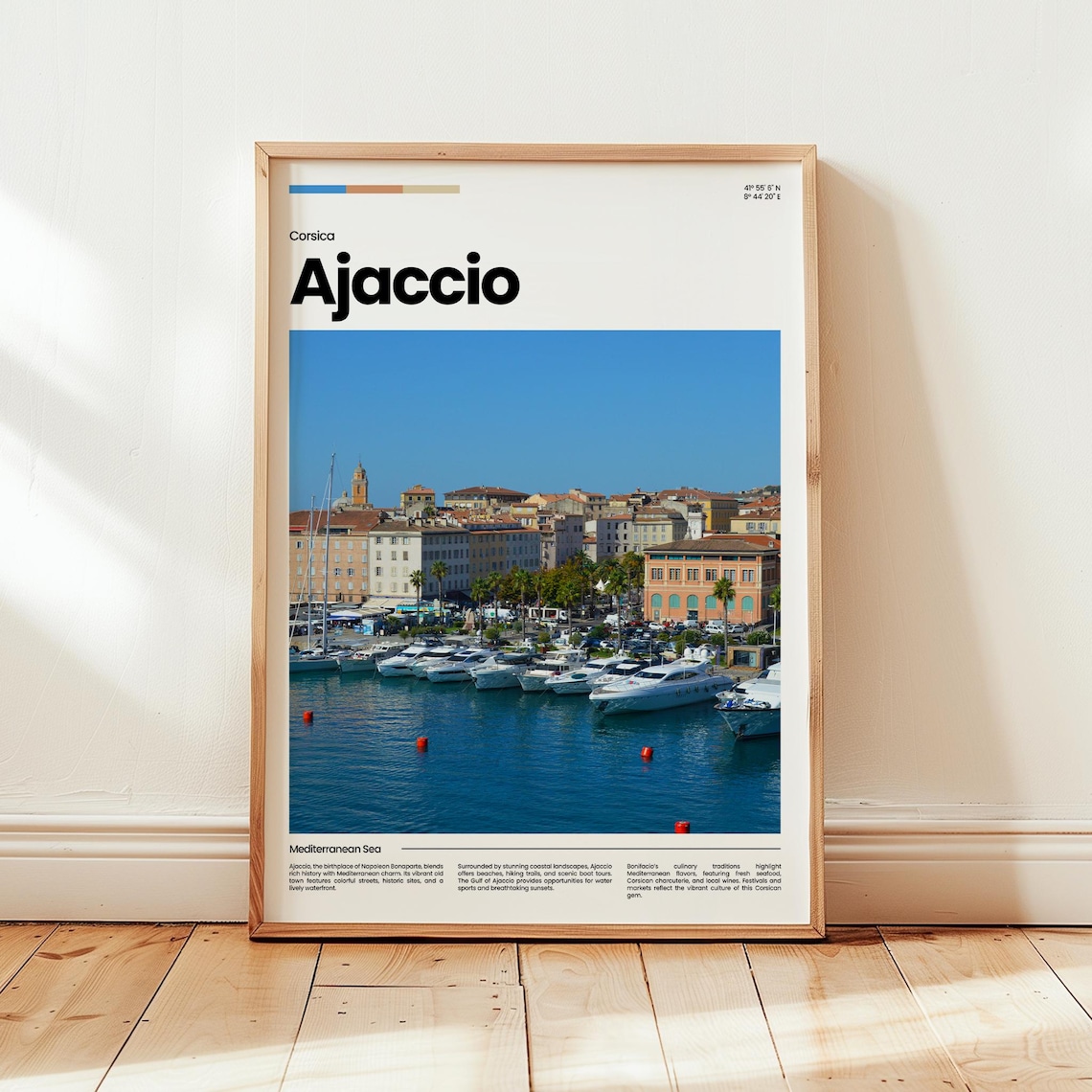 Ajaccio Corsica France Travel Poster Harbor Marina Mediterranean Sea Art