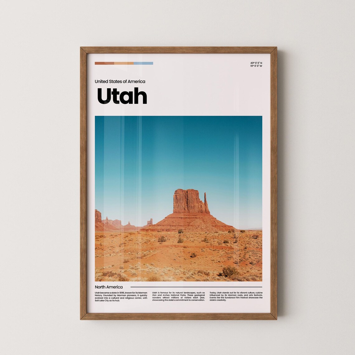 Utah Desert Red Rock Butte Southwestern Scenic Landscape Poster