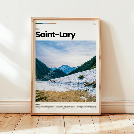 Saint-Lary France Pyrenees Snowy Mountain Valley Travel Poster