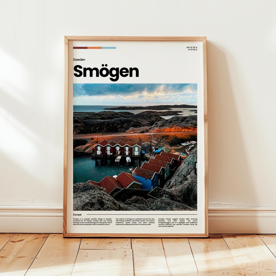 Smogen Sweden Coastal Fishing Village Sunset Photo Travel Poster