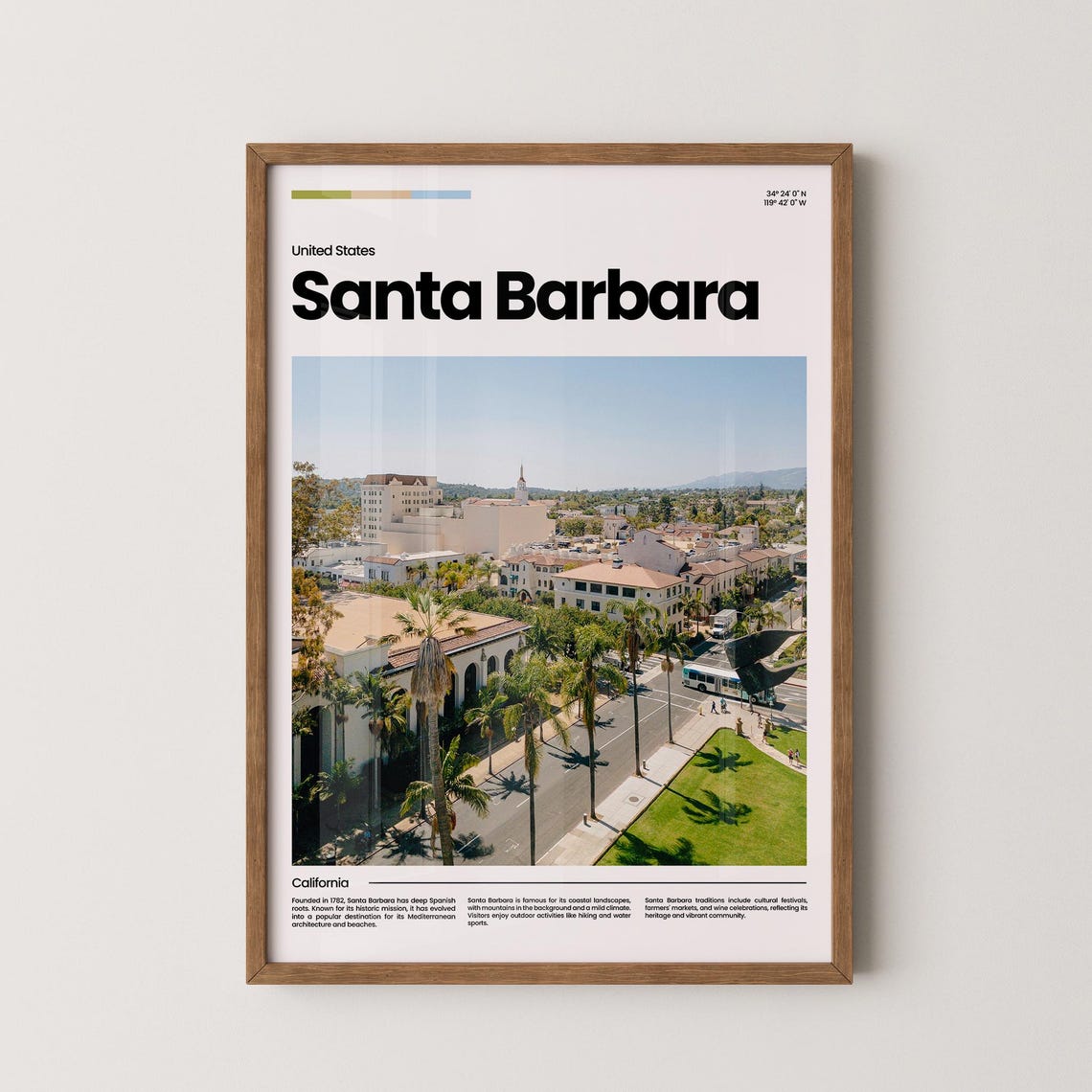 Santa Barbara Travel Poster Santa Barbara Poster Santa Barbara Photo Poster Santa Barbara Art Print Usa Poster Travel Gift