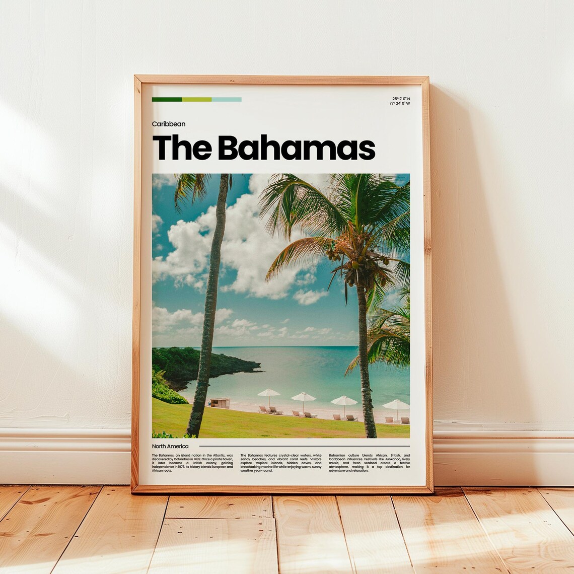 The Bahamas Caribbean Island Beach Palm Travel Photo Art Poster