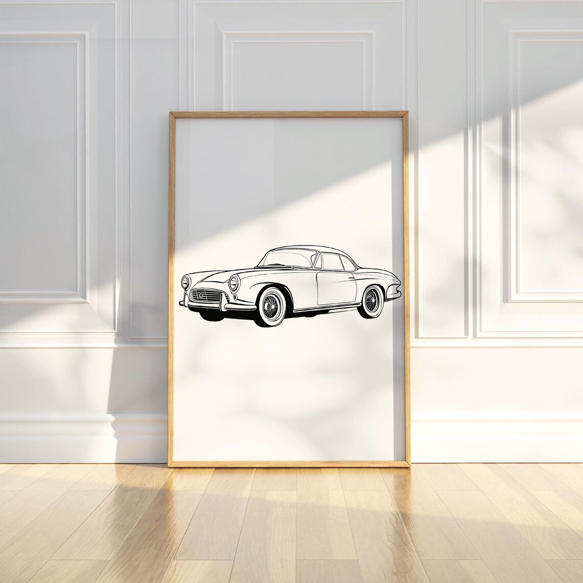 Classic Vintage Sports Car Line Drawing Automotive Art Poster