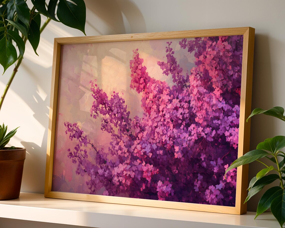 Dreamy Pink Lilac Bush Blossom Sunset Soft Floral Art Poster - Image 6