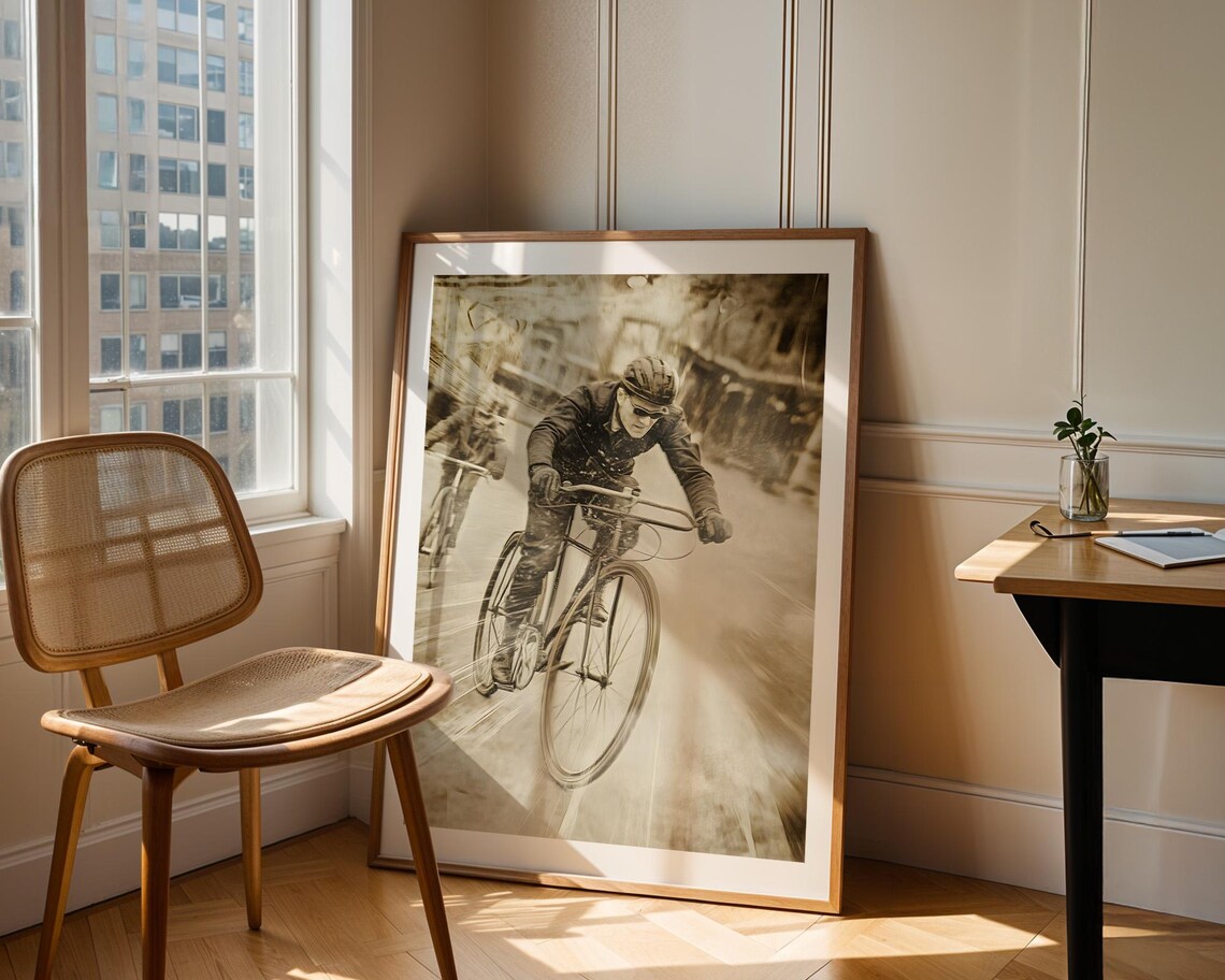 Retro Cyclists Racing Motion Sepia Sport Vintage Bike Race Poster - Image 3