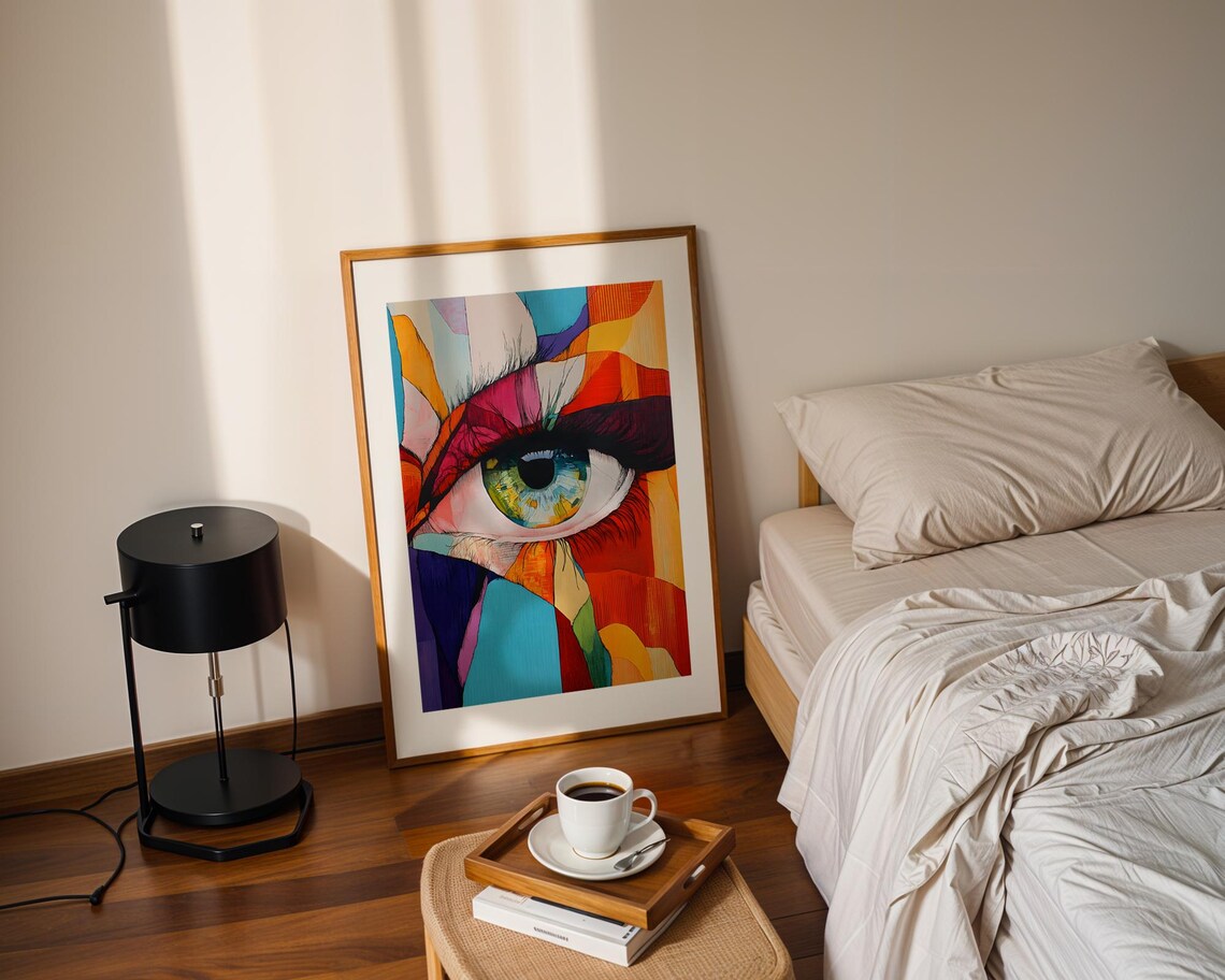 Maximalist Colorful Eye Close Up Abstract Female Face Art Poster - Image 2