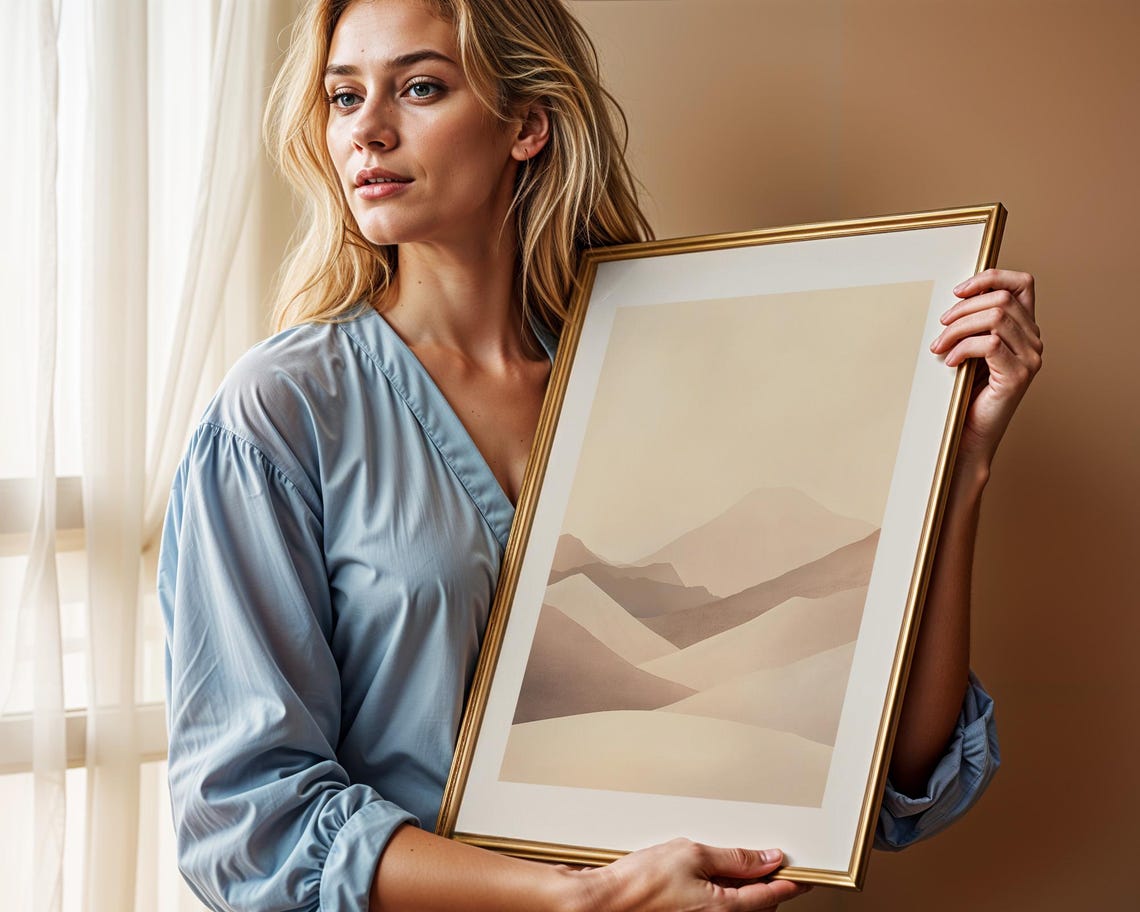 Minimalist Abstract Beige Mountain Layers Soft Neutral Art Poster - Image 2