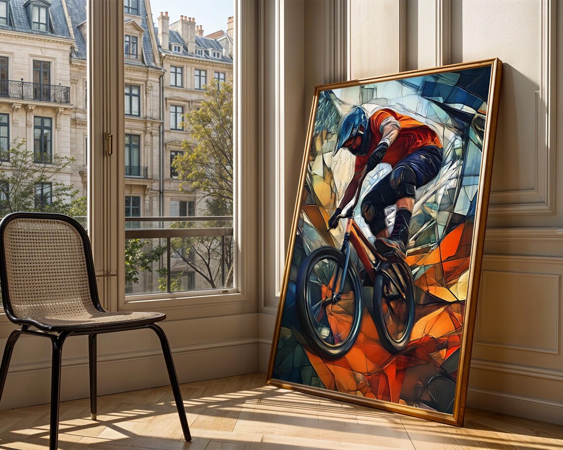 BMX Rider Stained Glass Style Mosaic Extreme Sports Action Poster - Image 3