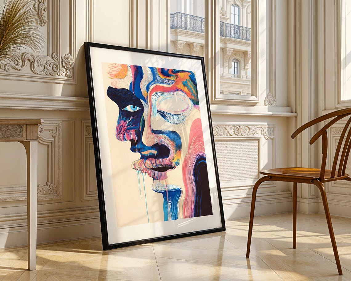 Colorful Abstract Melting Face Psychedelic Surreal Portrait Poster - Image 4