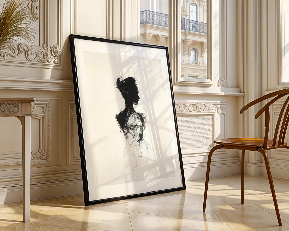 Dancer Silhouette Abstract Charcoal Sketch Movement Art Poster - Image 4