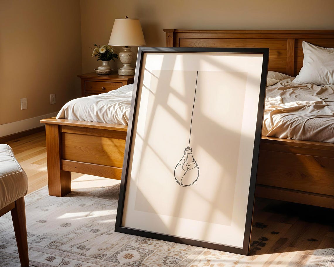 Hanging Light Bulb Continuous One Line Art Minimalist Poster - Image 5
