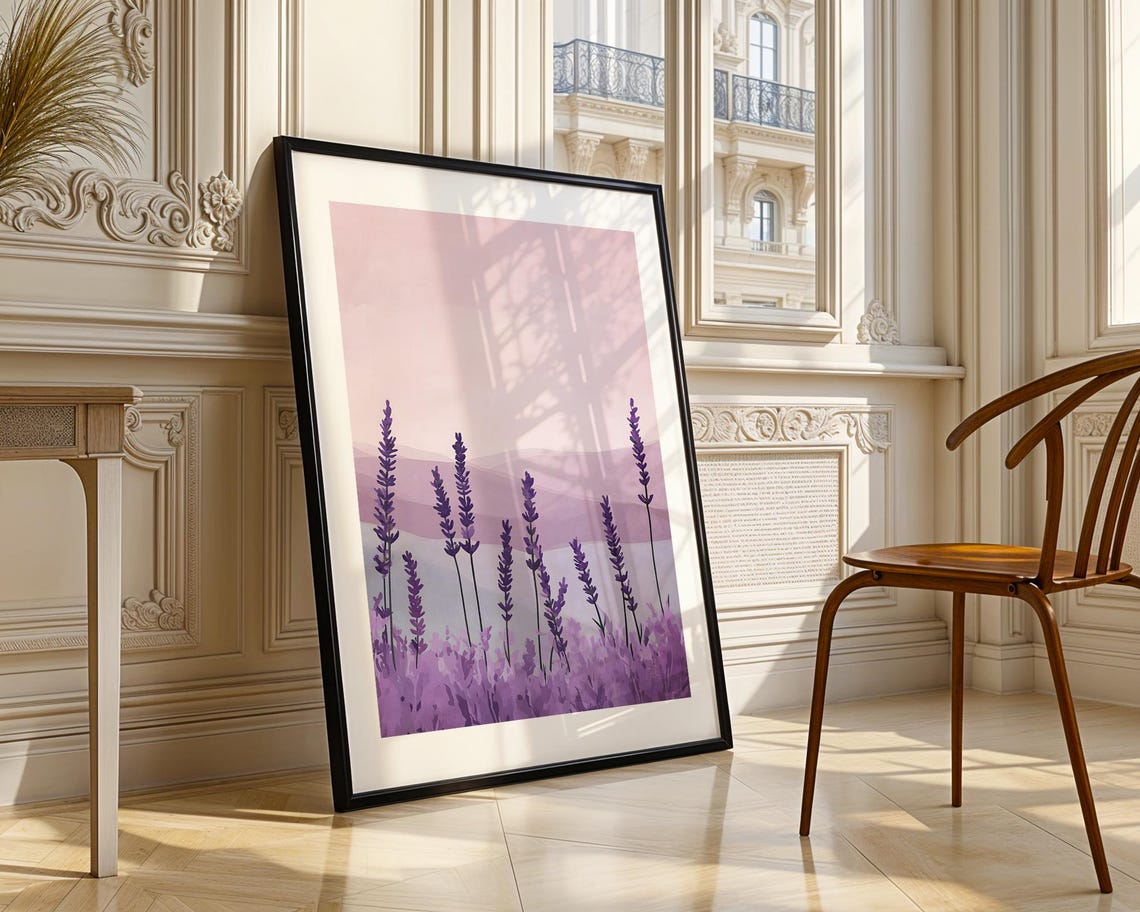 Minimalist Lavender Sprigs On Soft Lilac Background Airy Style Poster - Image 3