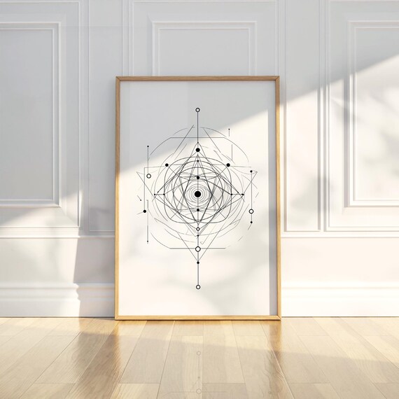 Abstract Minimalist Geometric Pattern Line Art Pencil Sketch Drawing Wall Print Poster Modern Home Decor Gift