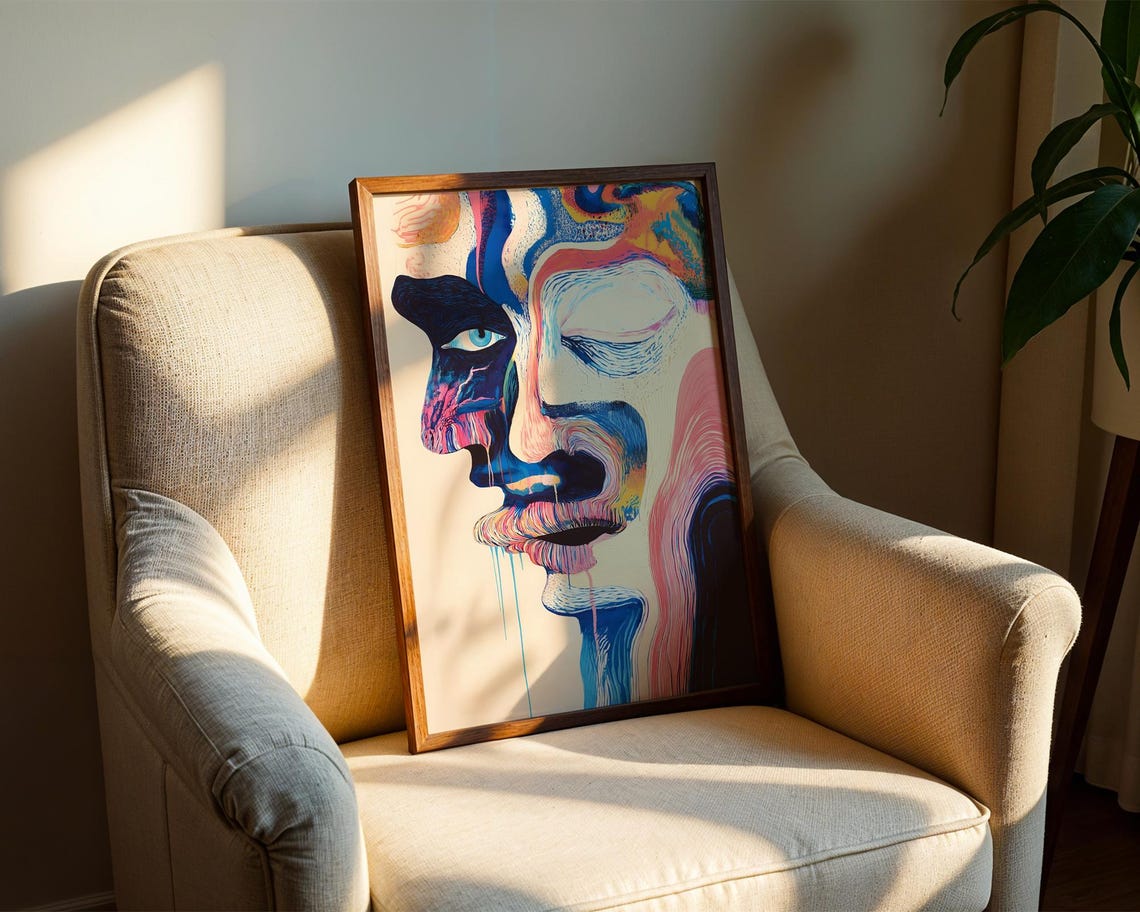 Colorful Abstract Melting Face Psychedelic Surreal Portrait Poster - Image 2