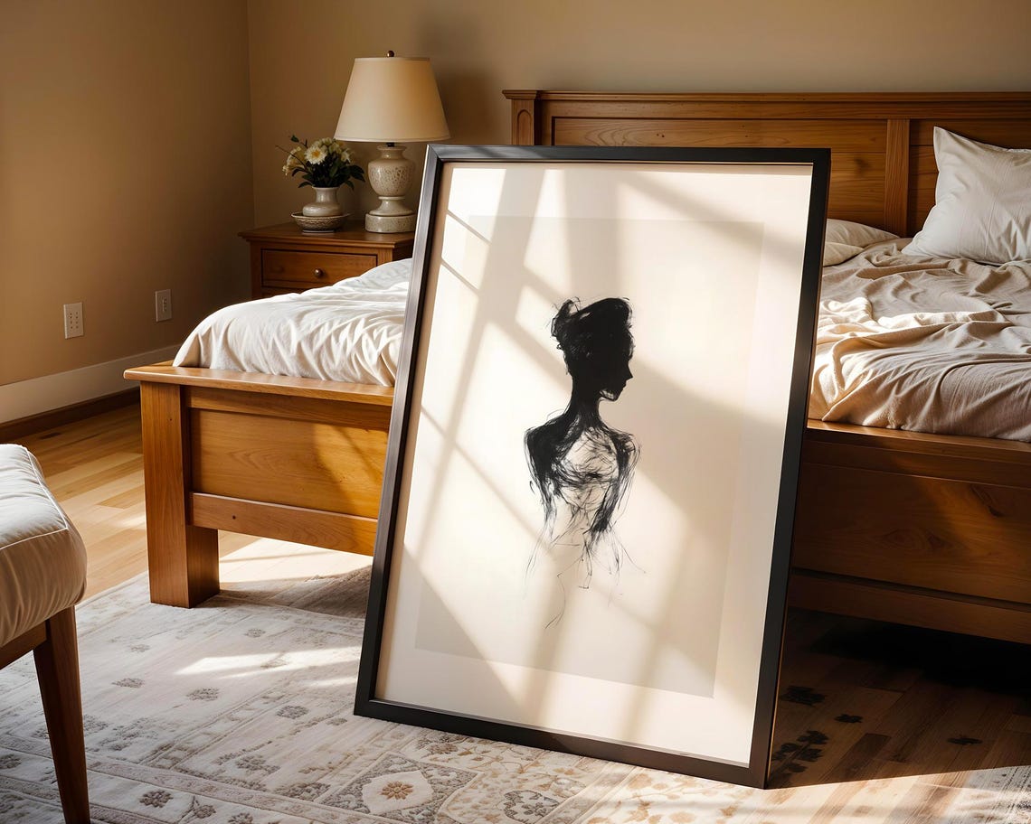 Dancer Silhouette Abstract Charcoal Sketch Movement Art Poster - Image 5