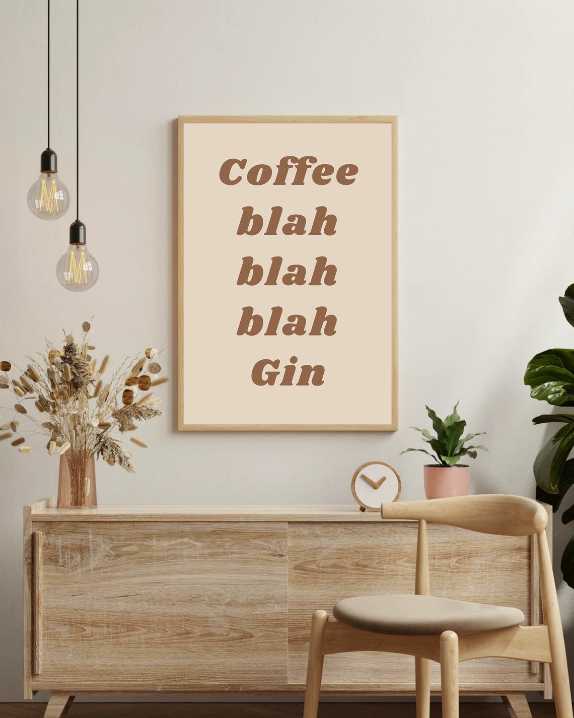 Coffee Blah Blah Blah Gin Funny Retro Kitchen Bar Quote Poster - Image 3