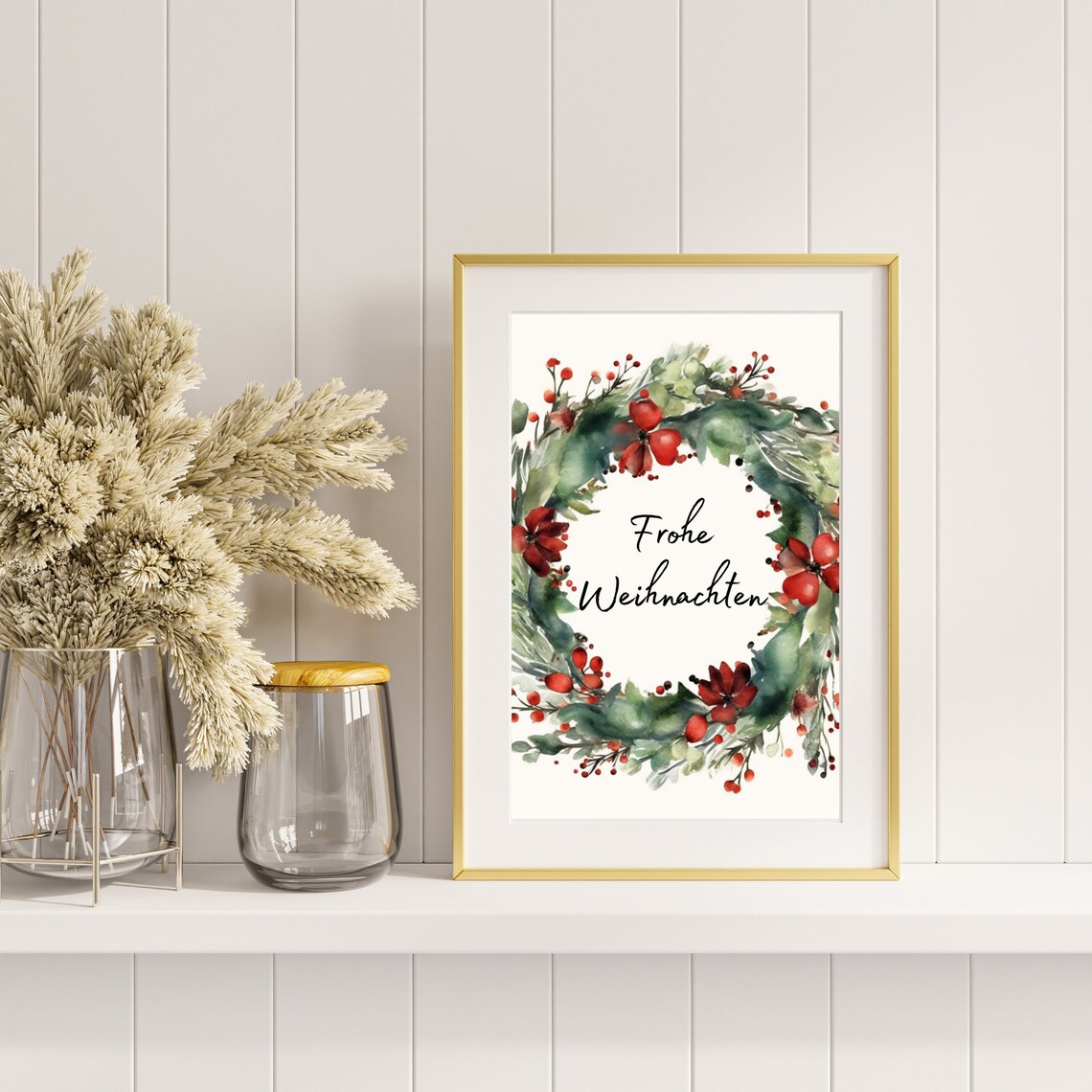 Christmas Wreath Poster, Holiday Decoration Print - Image 3