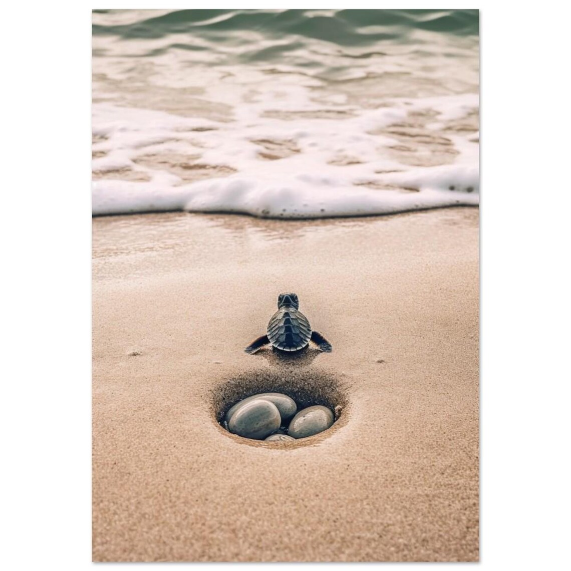 Beach Sea Turtle Poster Print, Ocean Sea Life Decor - Image 3