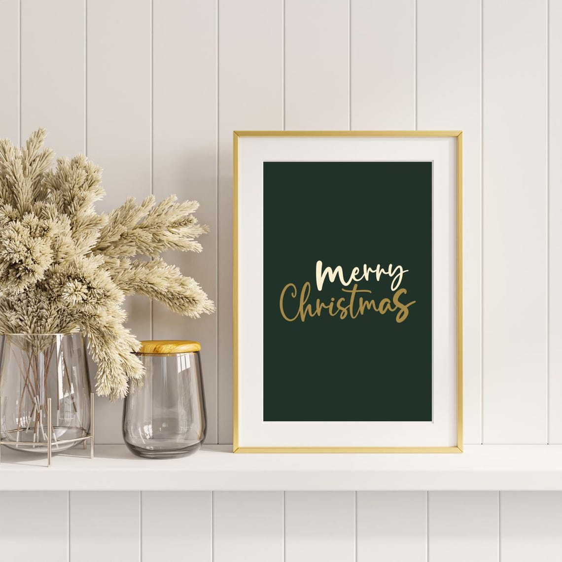 Merry Christmas Gold Script Dark Green Elegant Holiday Poster - Image 3