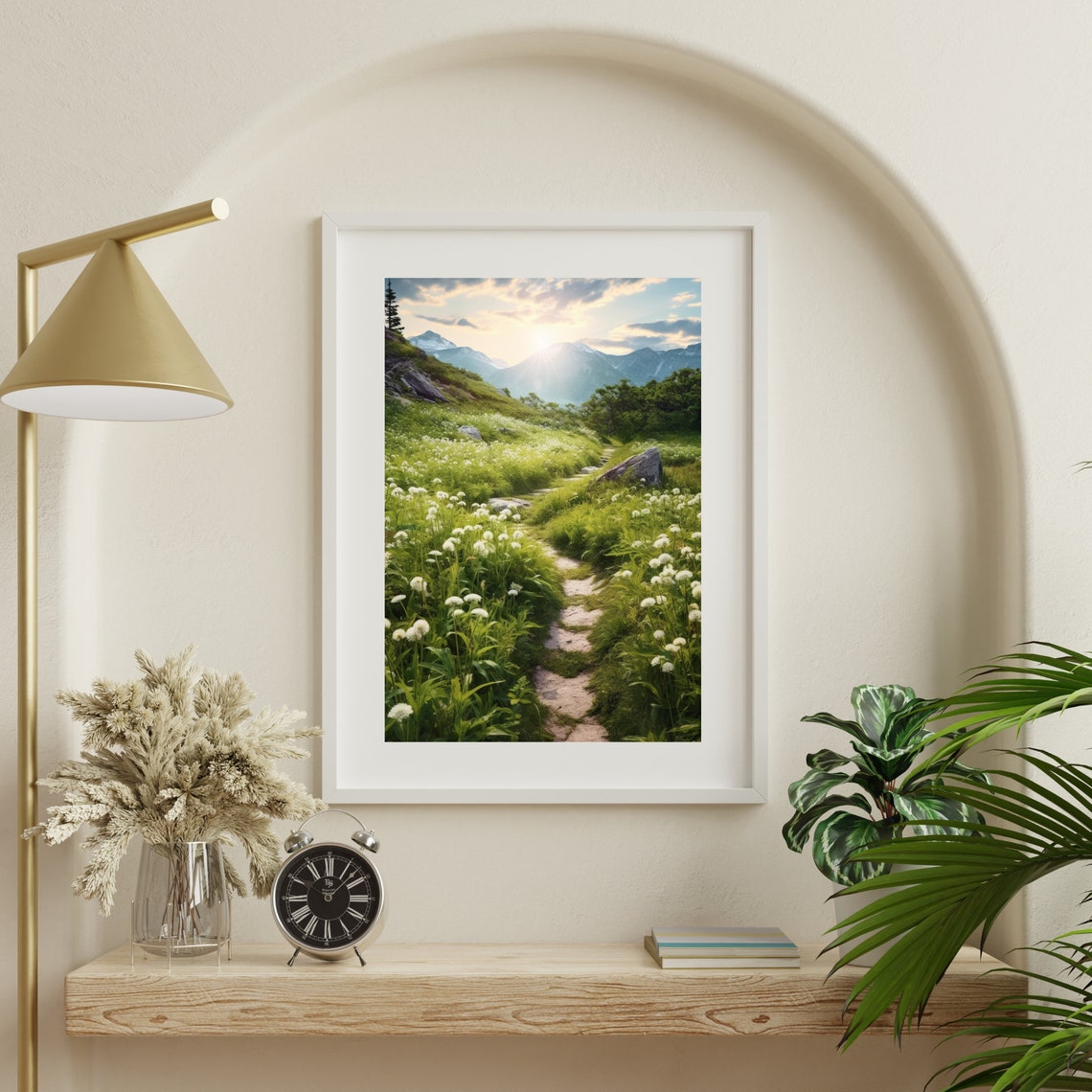 Alpine Wildflower Meadow Trail In Mountains Summer Morning Poster - Image 3