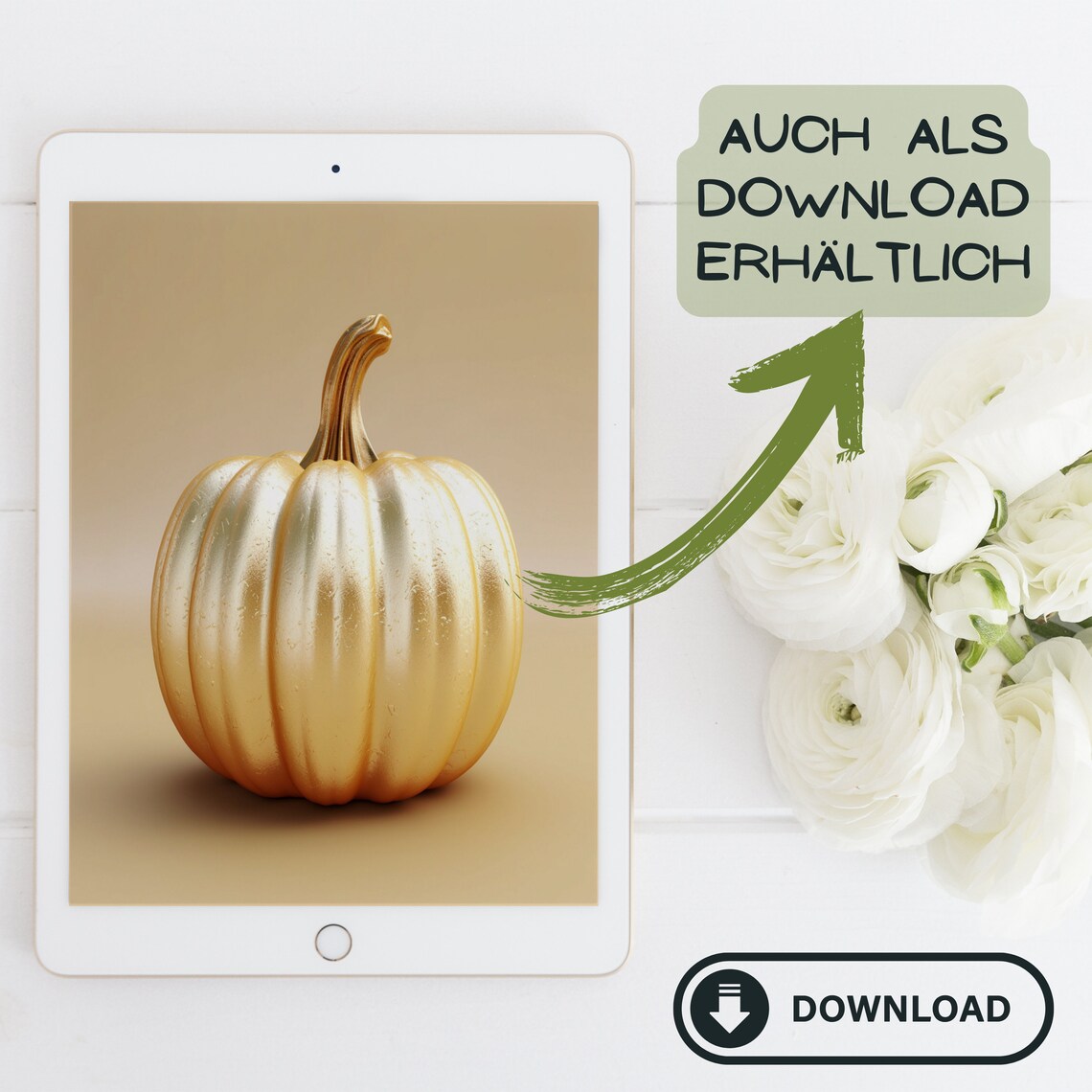 Elegant Golden Pumpkin Minimalist Autumn Still Life Decor Poster - Image 2