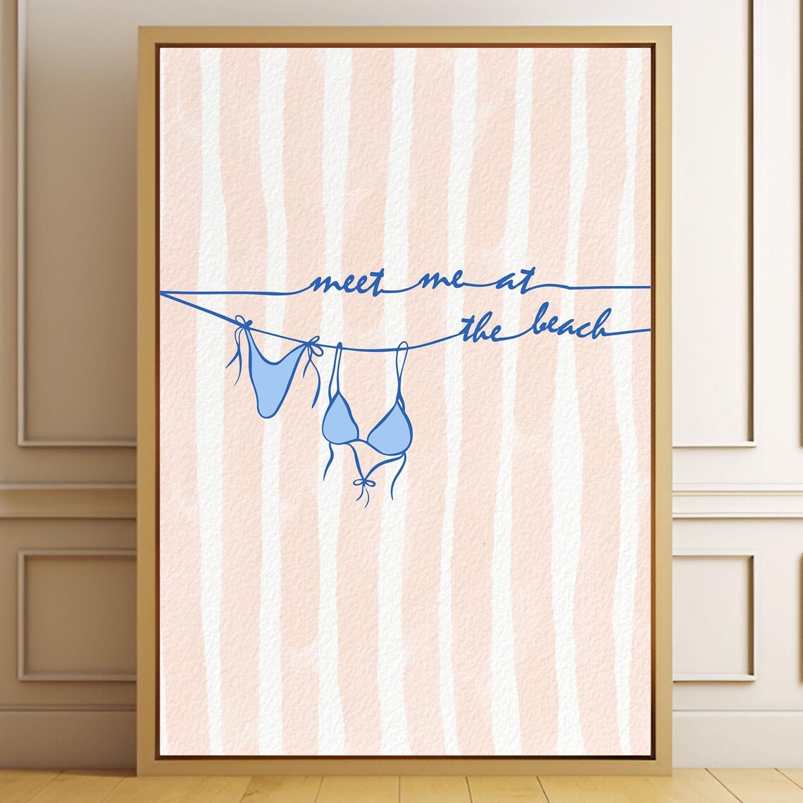 Meet Me At The Beach Print Beachy Wall Art Coastal Cowgirl Pink Print Cottagecore Ocean Decor Preppy East Coast Art Trendy Beach House