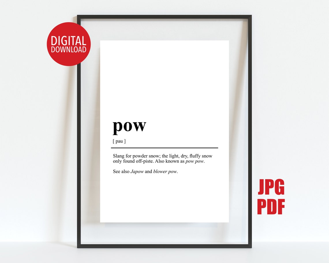 Pow Ski Definition Powder Snow Dictionary Print For Skiers Gift