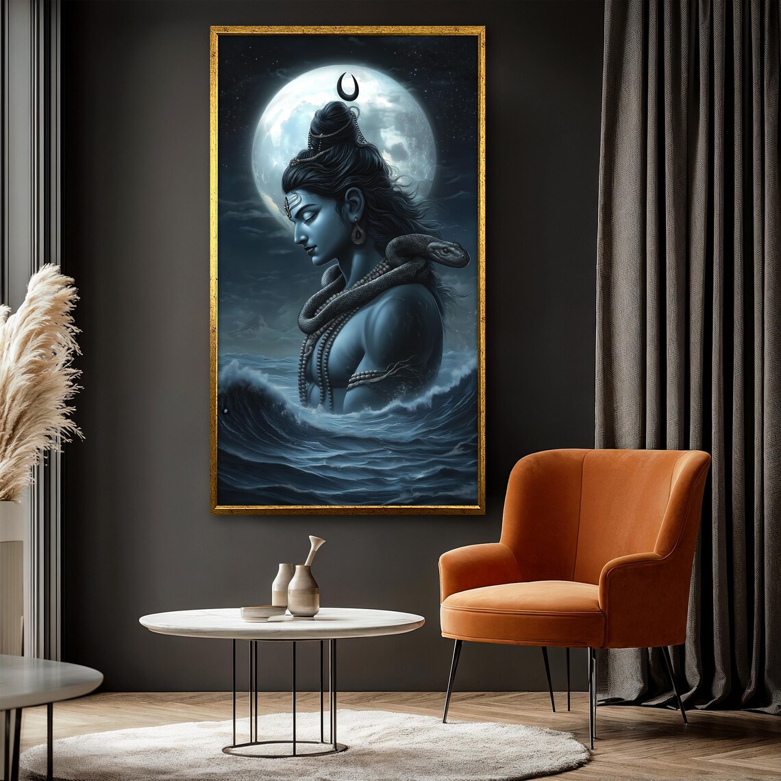 Lord Shiva Art Print, Serpent Moonlight Mystical - Image 3