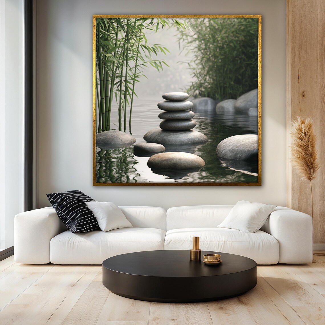 Zen Garden Painting, Bamboo And Stones Art Print - Image 3