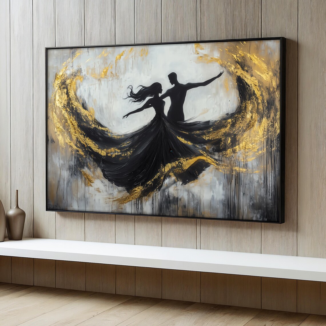 Romantic Dancing Couple, Elegant Modern Abstract