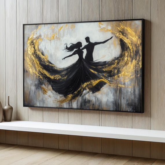 Romantic Dancing Couple, Elegant Modern Abstract