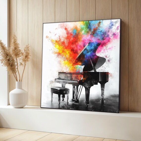 Grand Piano Painting, Abstract Living Room Decor