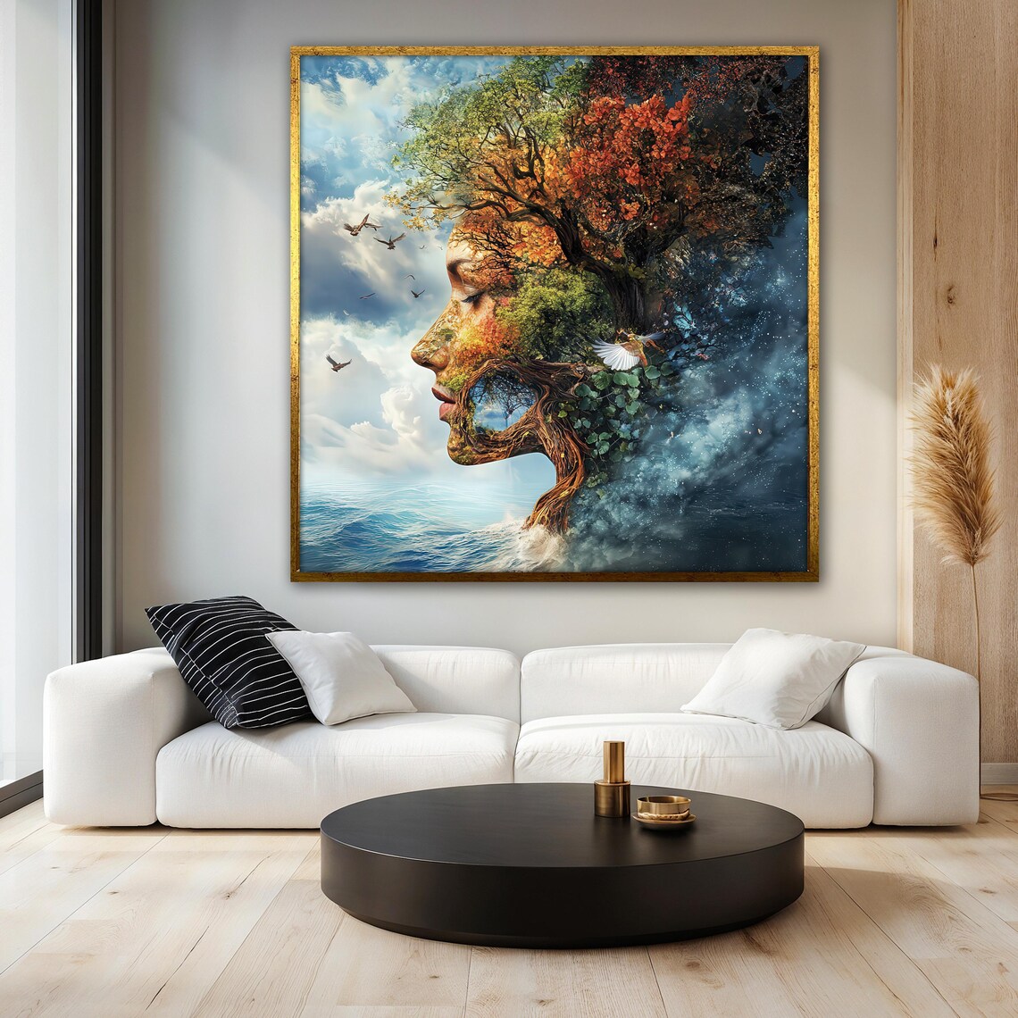 Nature Woman Painting, Surreal Mystical Portrait - Image 3