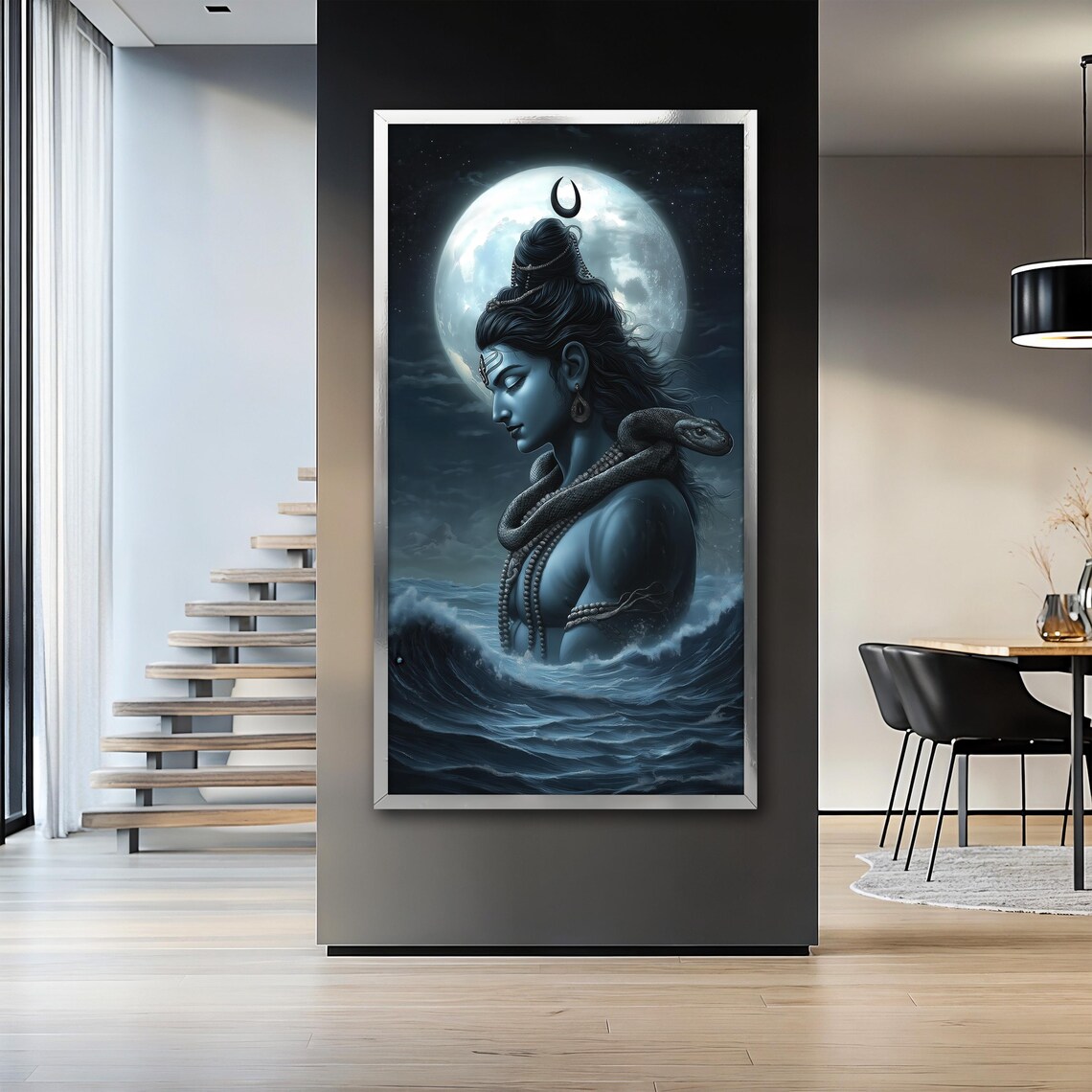 Lord Shiva Art Print, Serpent Moonlight Mystical - Image 2