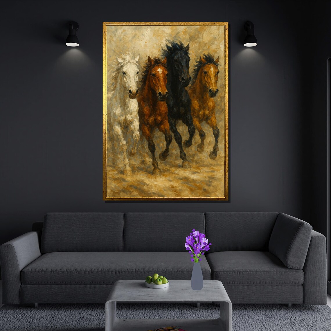 Running Horses, Rustic Western Art Print - Image 3