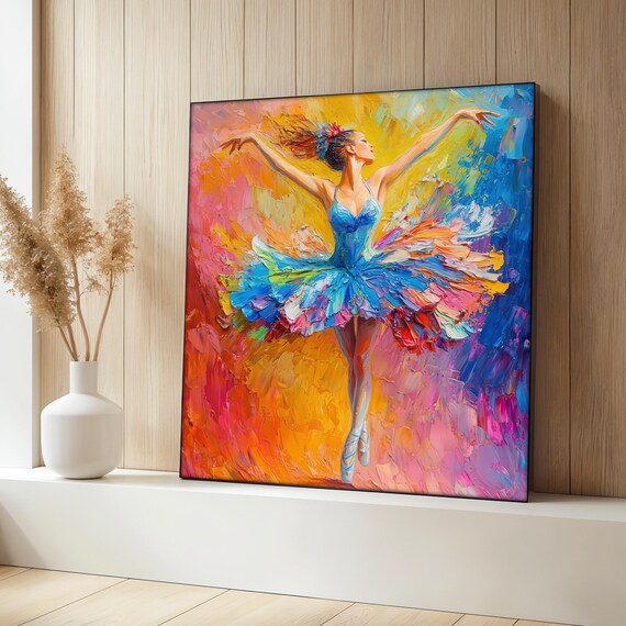 Colorful Ballerina Print Rainbow Tutu Dance Wall Art Joyful Ballet Decor Luxury Home Decor Vibrant Gift For Dance And Art Lovers