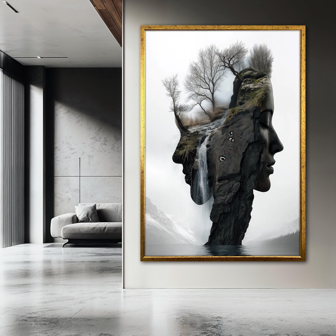 Double Exposure Woman Face, Abstract Landscape Art - Image 3