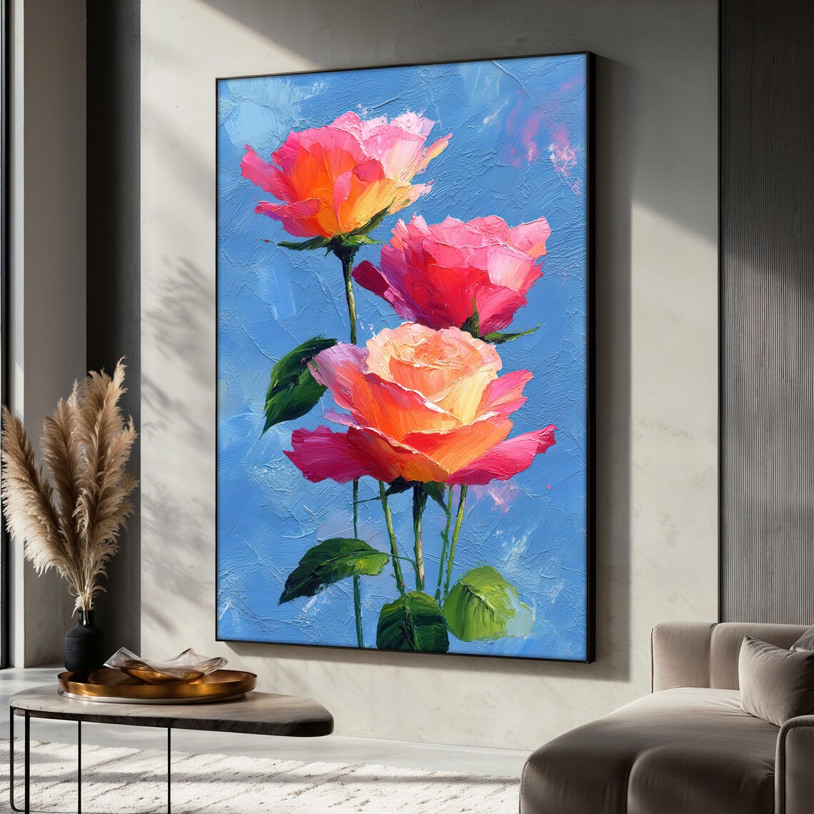 Vibrant Rose Painting, Modern Botanical Art Print