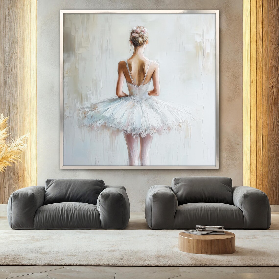 White Ballerina Painting, Elegant Ballet Room Decor - Image 2