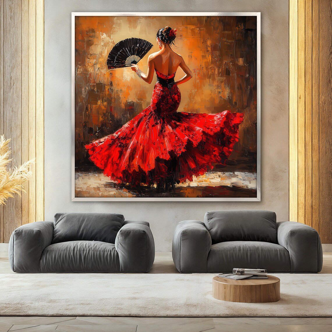 Flamenco Woman Holding Fan, Spanish Dancer Art Print - Image 2