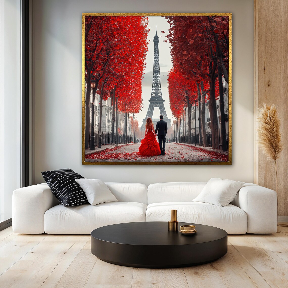 Paris Eiffel Tower Couple Painting, Romantic Scene - Image 3