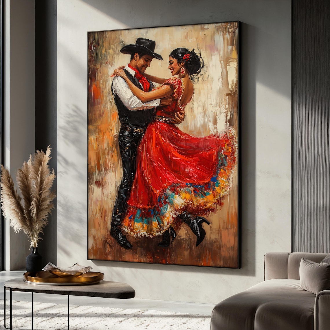 Flamenco Dance Painting, Romantic Latin Dance Art Print
