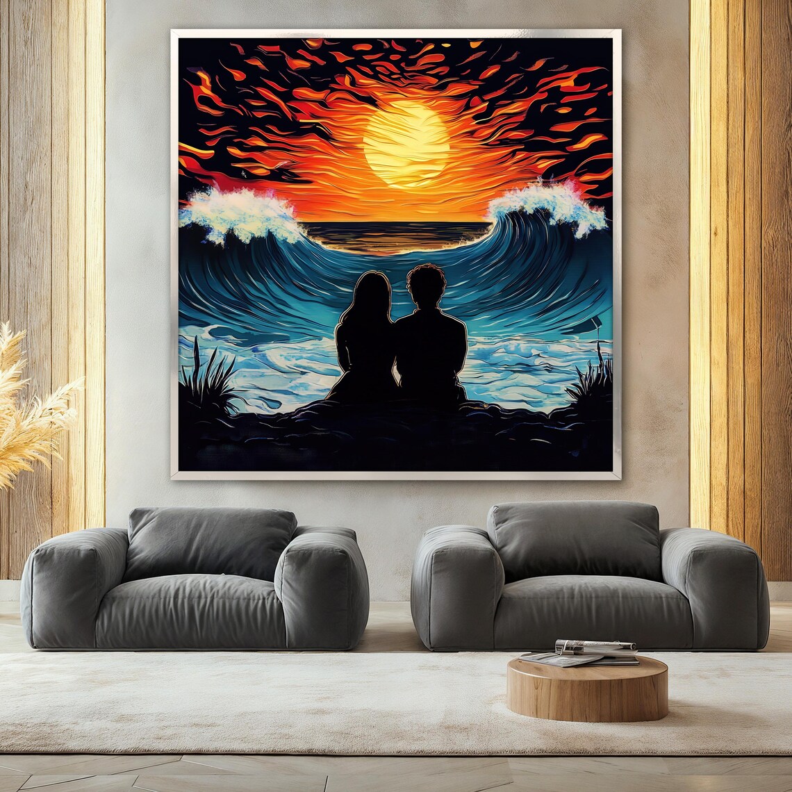 Romantic Sunset Couple Art Print, Love Decor - Image 2