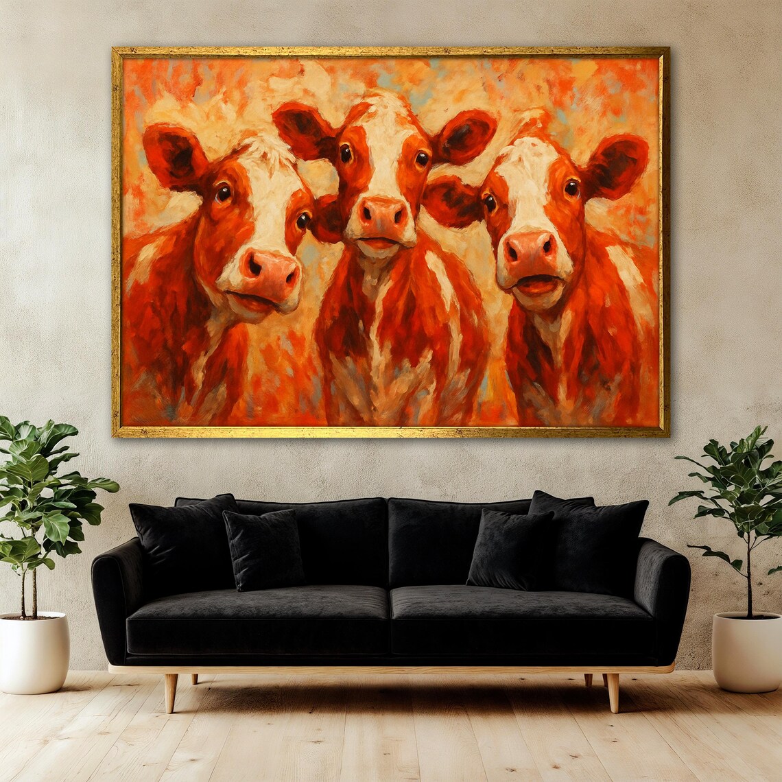 Funny Cow Painting, Whimsical Farm Animal Art - Image 3