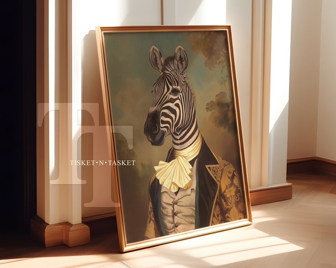 Victorian Portrait Of A Zebra, Vintage Style Art Print