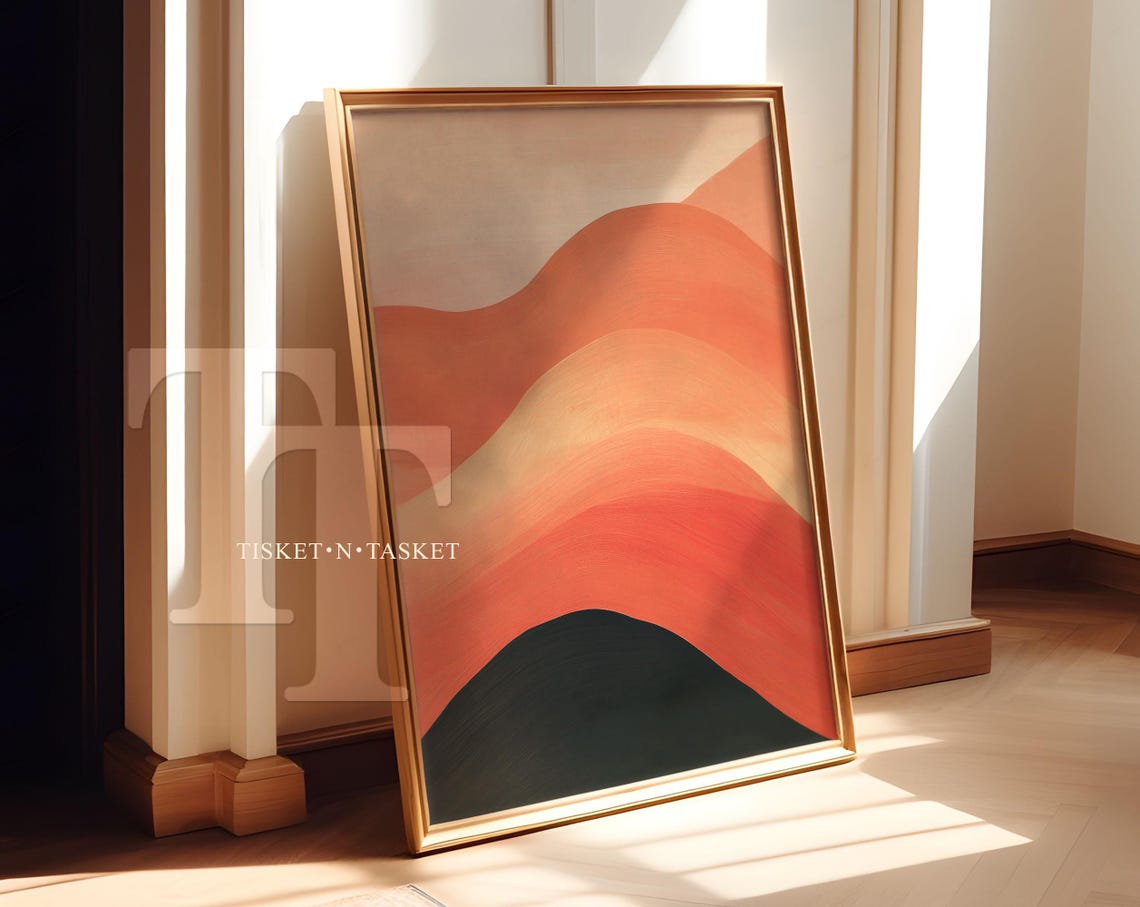 Bold Orange Waves Abstract Terracotta Hills Vertical Wall Art