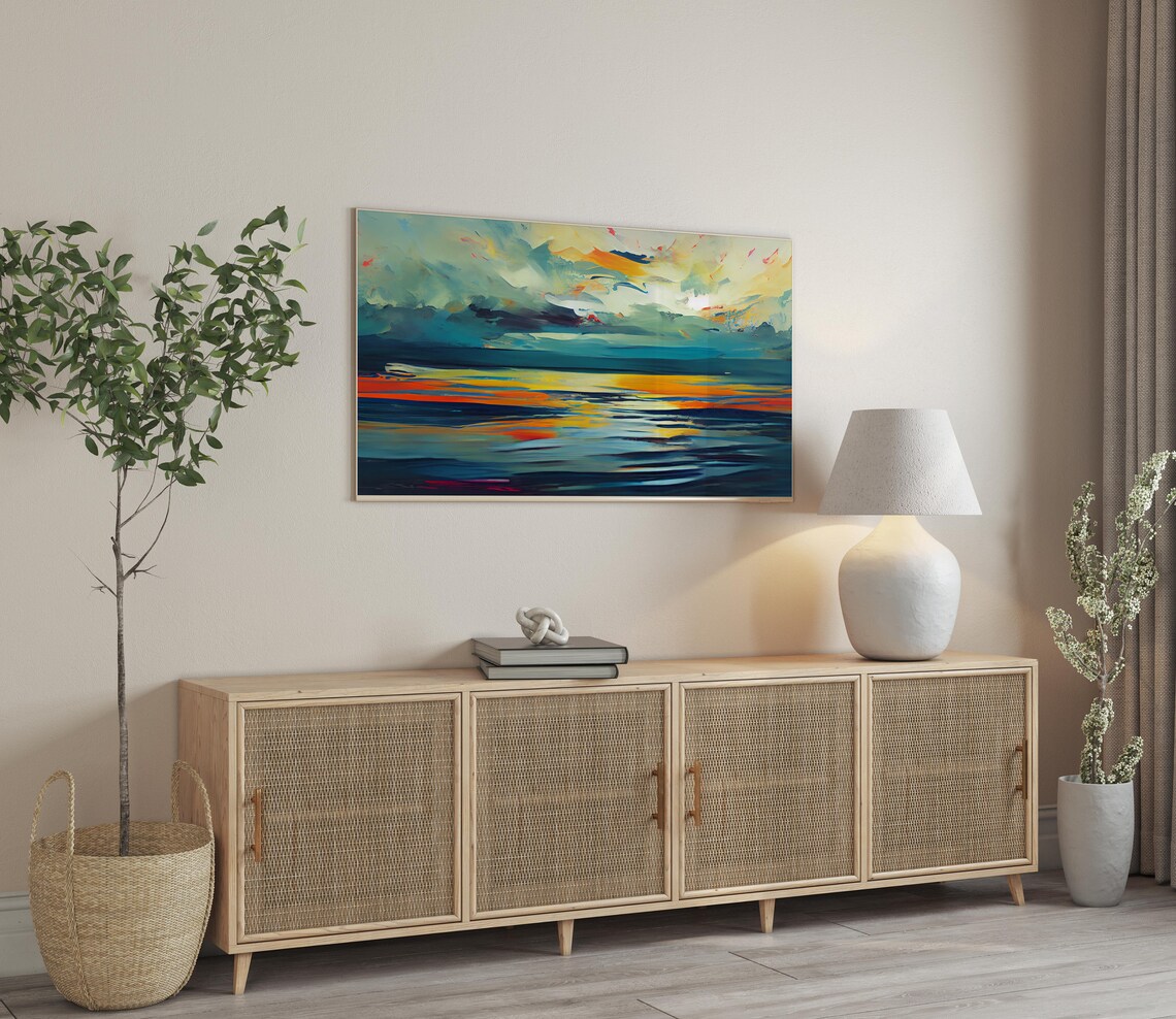 Abstract Spring Beach Oil Painting Art Print - Image 3