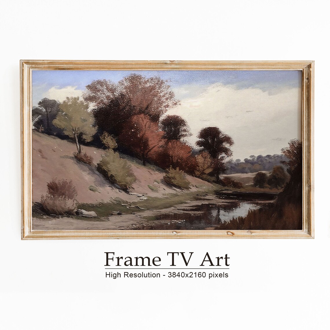Russet Autumn Hillside Trees Winding Stream Valley Vintage Landscape Poster