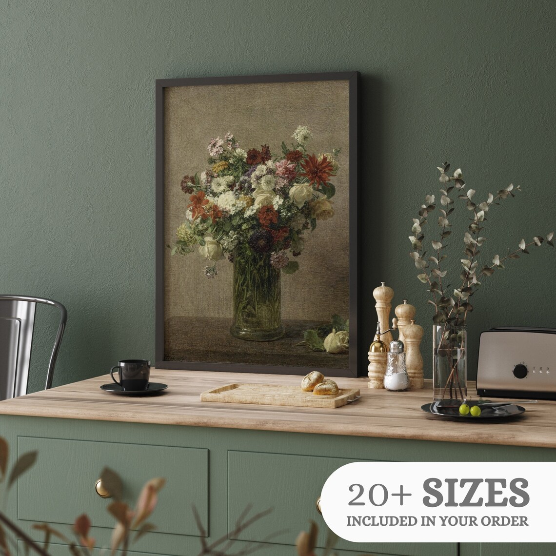 Vintage Moody Flowers Art Print, Dark Academia Botanical - Image 3