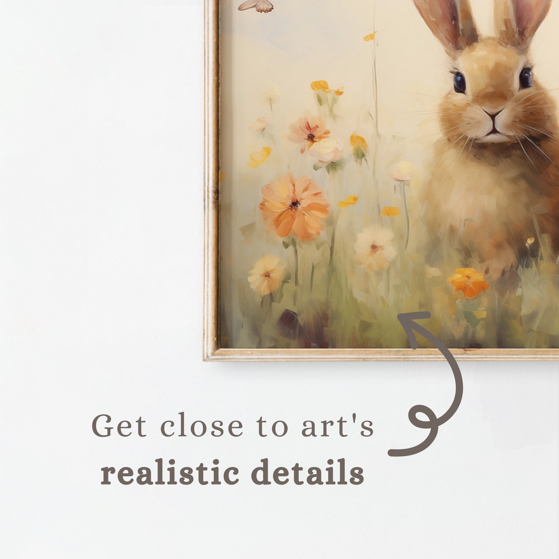 Three Bunnies Wildflower Meadow Butterflies Spring Easter TV Poster - Image 3